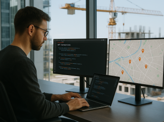 Programmeur op bouwplaats