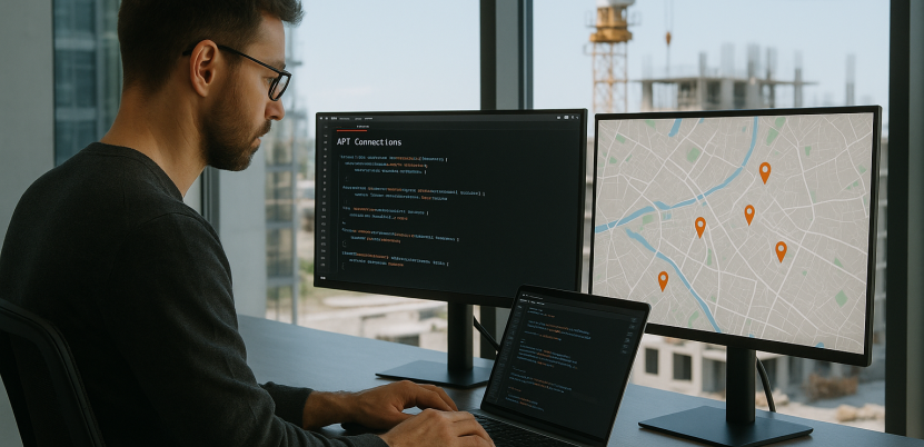 Programmeur op bouwplaats